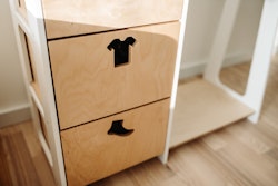 Duck Woodworks, garderob klädstång med lådor Clothes, vit/natur
