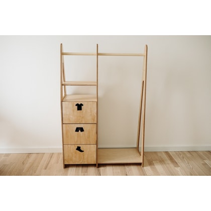Duck Woodworks, wardrobe clothes rail with drawers Clothes, natural