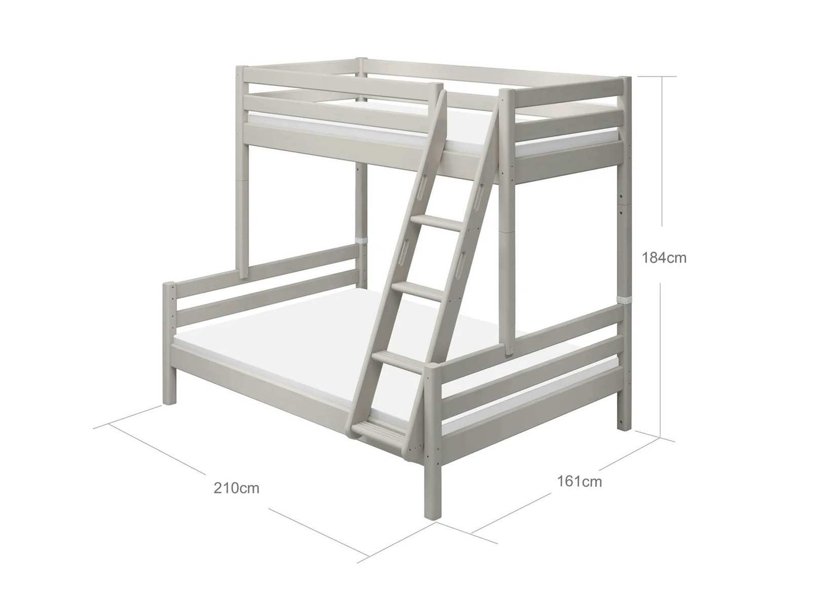 Flexa, bunk bed family bed Classic 90x200/140x200 cm, gray 