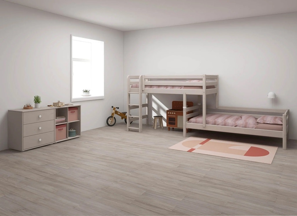 Flexa, bunk bed loft bed with extra bed Classic 90x200 cm, grey 