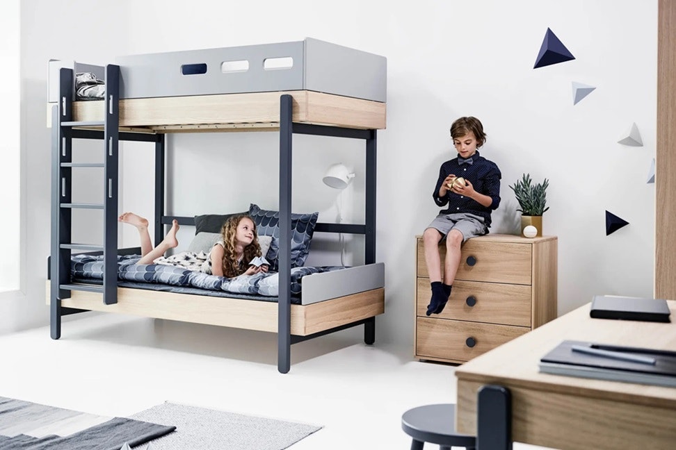 Flexa, bunk bed Popsicle 90x200 cm, blueberry oak 