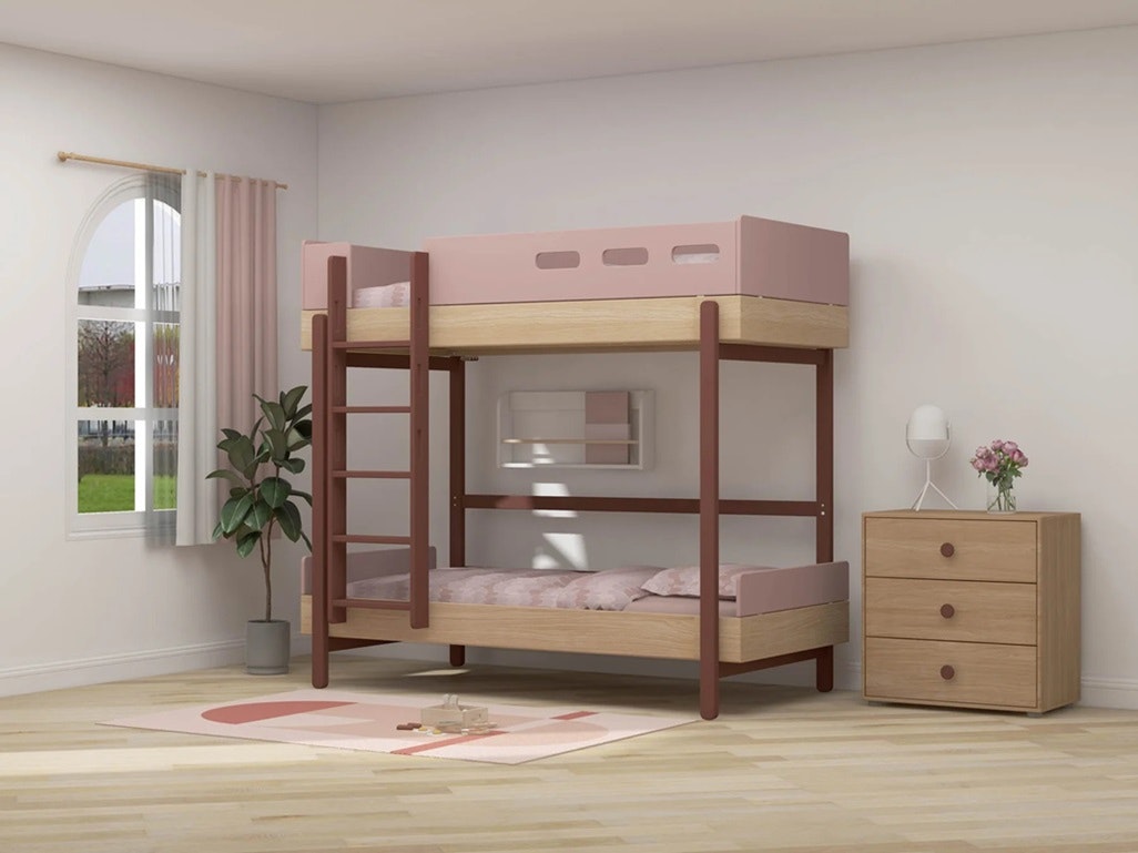 Flexa, bunk bed Popsicle 90x200 cm, cherry oak 