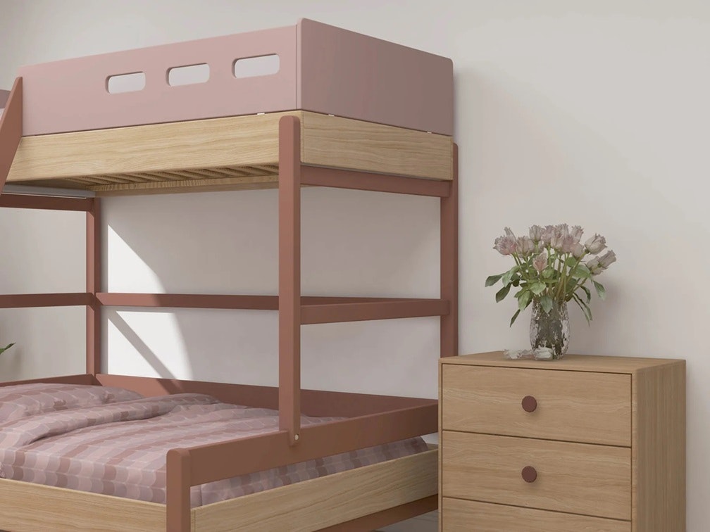 Flexa, family bed Popsicle 90x200/140x200 cm, cherry oak 