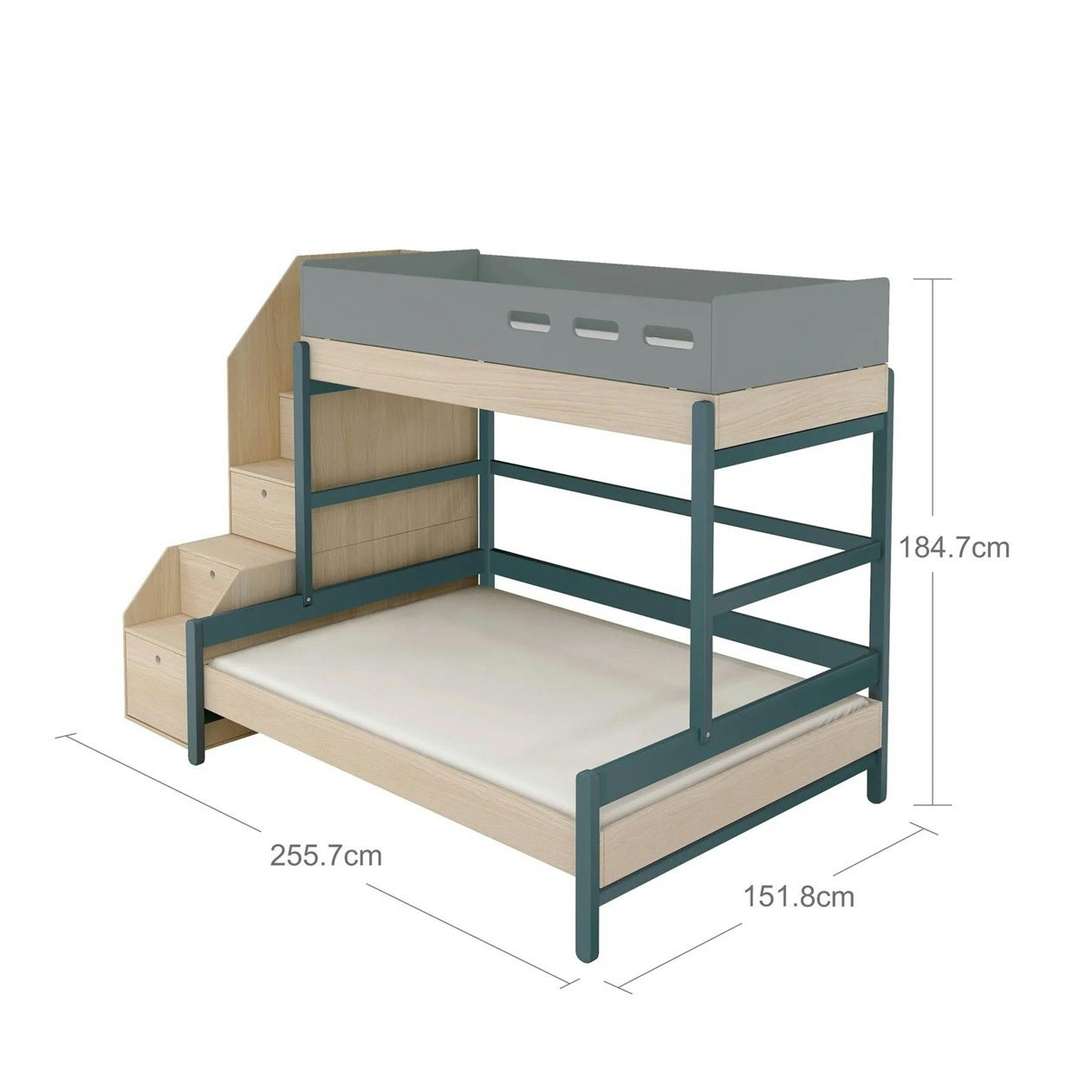 Flexa, familjesäng trappa Popsicle 90x200/140x200, blueberry oak 