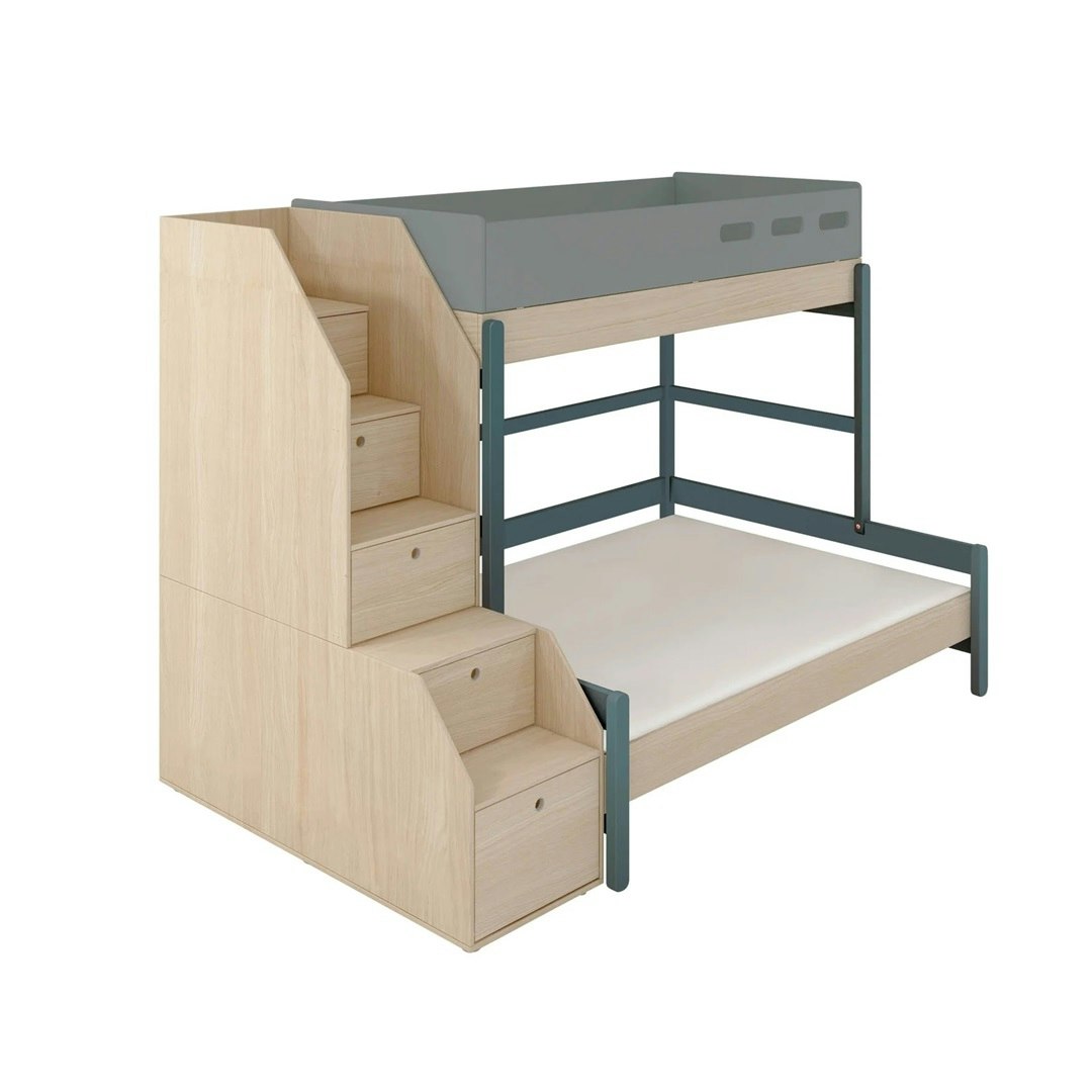 Flexa, family bed stairs Popsicle 90x200/140x200, blueberry oak 