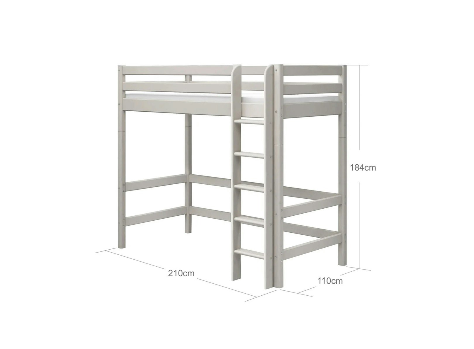 Flexa, high loft bed 90x200 cm Classic, grey 