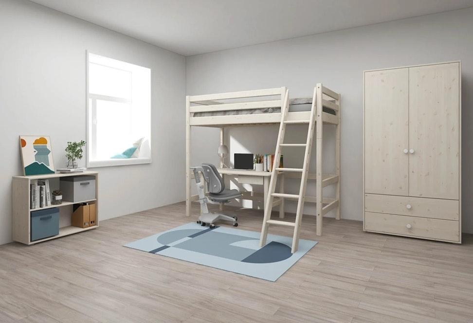 Flexa, high loft bed 90x200 cm Classic, white 