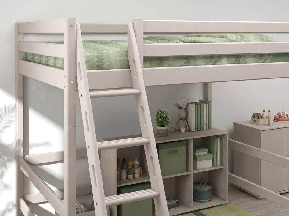 Flexa, high loft bed 140x200 cm Classic, grey 