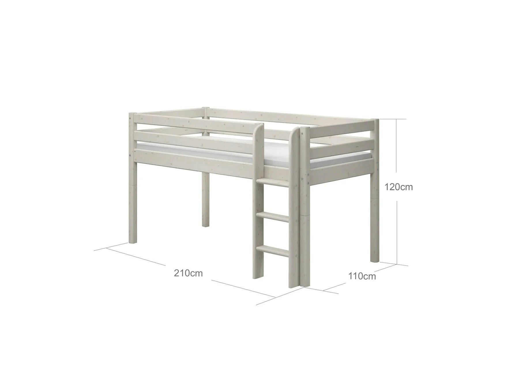 Flexa, low loft bed 90x200 cm Classic, white 