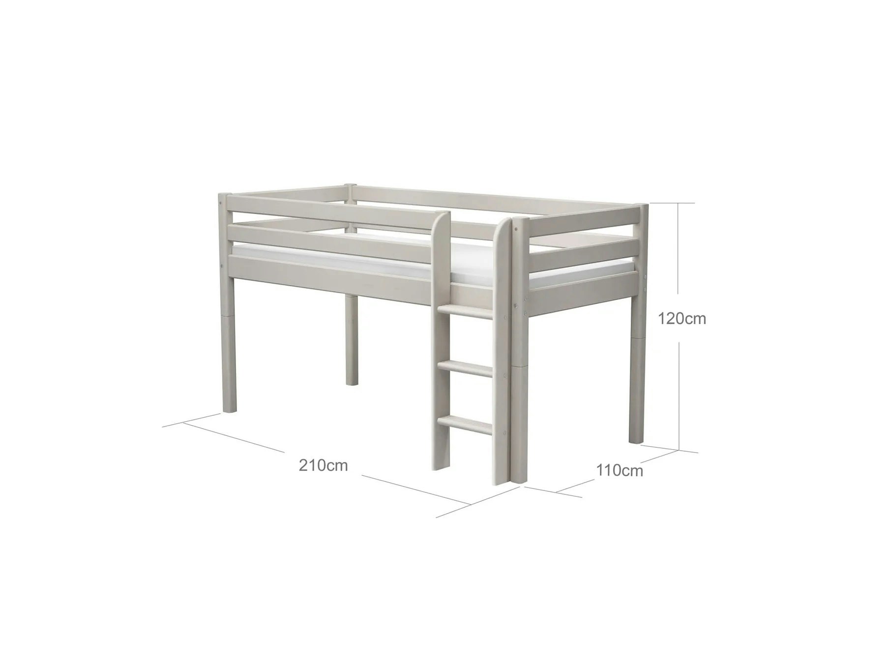 Flexa, low loft bed 90x200 cm Classic, grey 