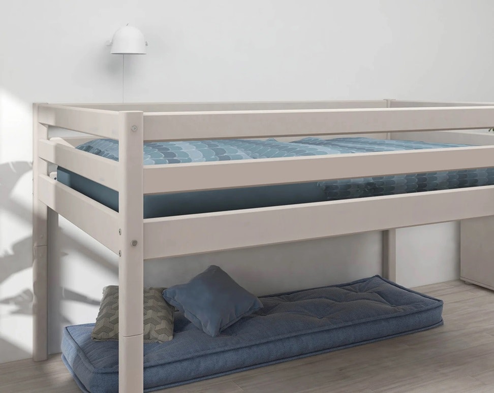 Flexa, low loft bed 140x200 cm Classic, grey 