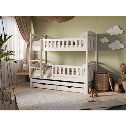 White bunk bed with three beds, Betty 90x200 cm