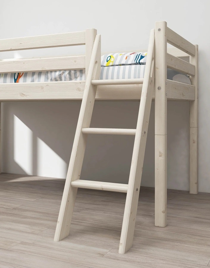 Flexa, low loft bed with slide 90x200 cm Classic, white 