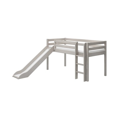 Flexa, low loft bed with slide 90x200 cm Classic, grey