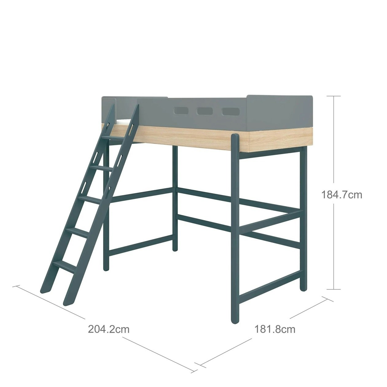 Flexa, high loft bed 90x200 cm Popsicle, blueberry oak 