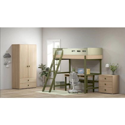 Flexa, high loft bed 90x200 cm Popsicle, kiwi oak