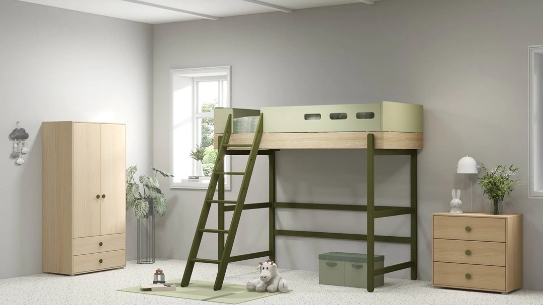 Flexa, high loft bed 90x200 cm Popsicle, kiwi oak 