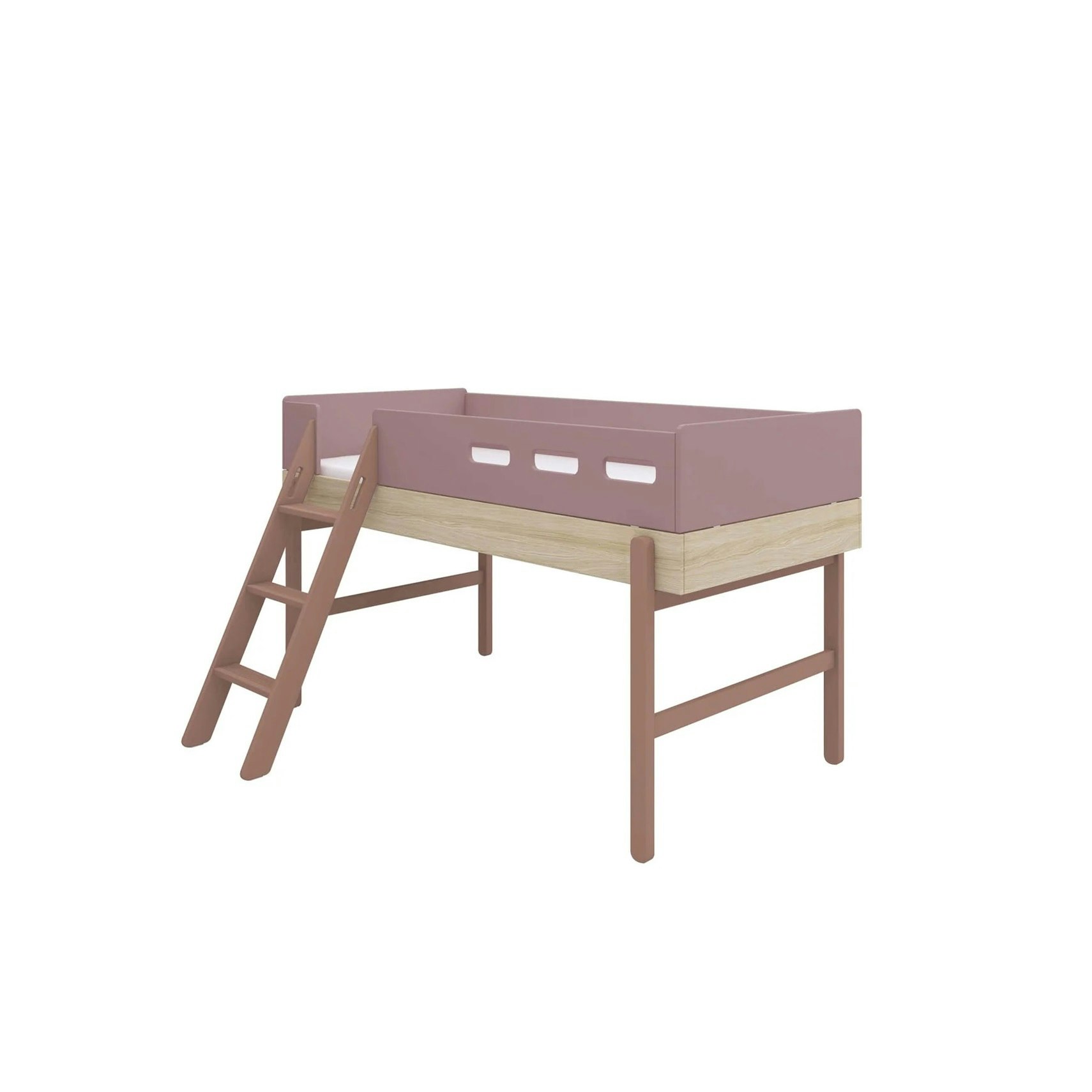 Flexa, low loft bed 90x200 cm Popsicle, cherry oak 