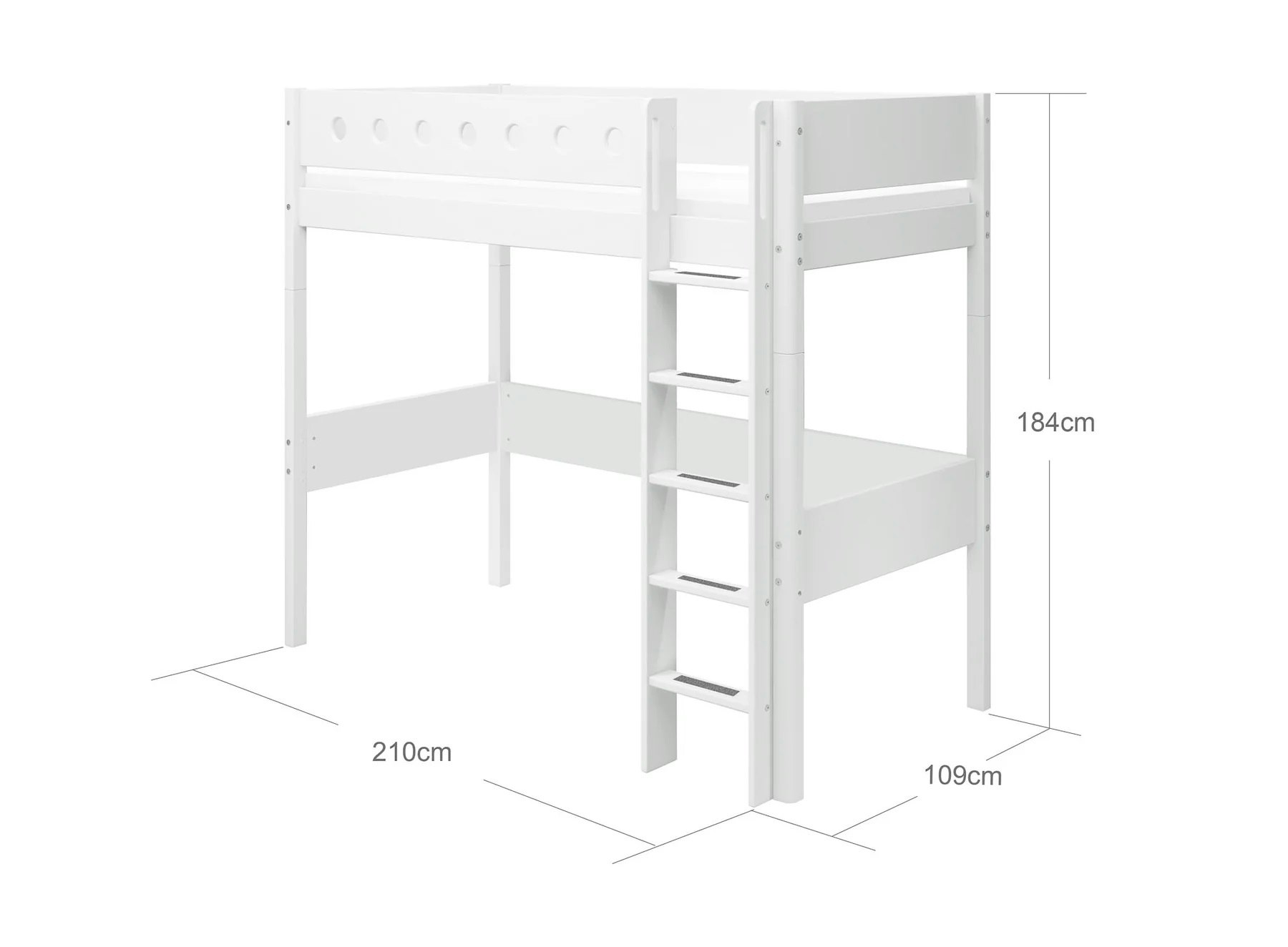 Flexa, high loft bed 90x200 cm White 