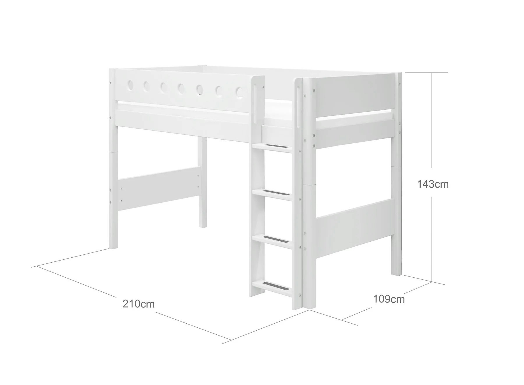 Flexa, loftsäng 90x200 cm White 