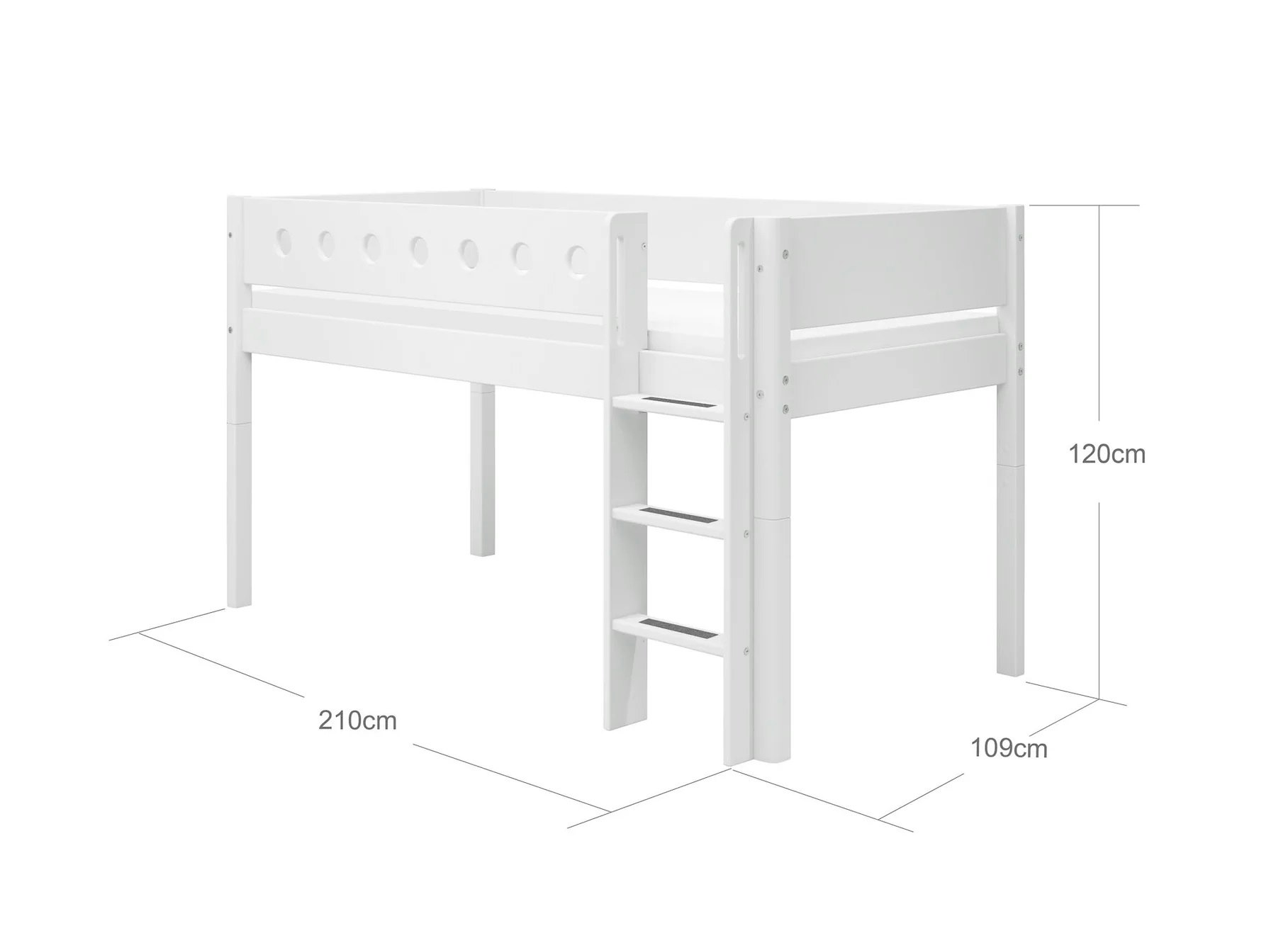 Flexa, low loft bed 90x200 cm White 