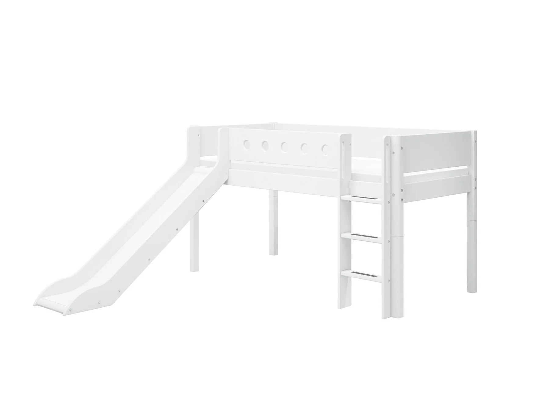 Flexa, low loft bed with slide 90x200 cm White 