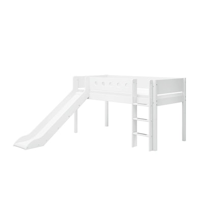 Flexa, low loft bed with slide 90x200 cm White