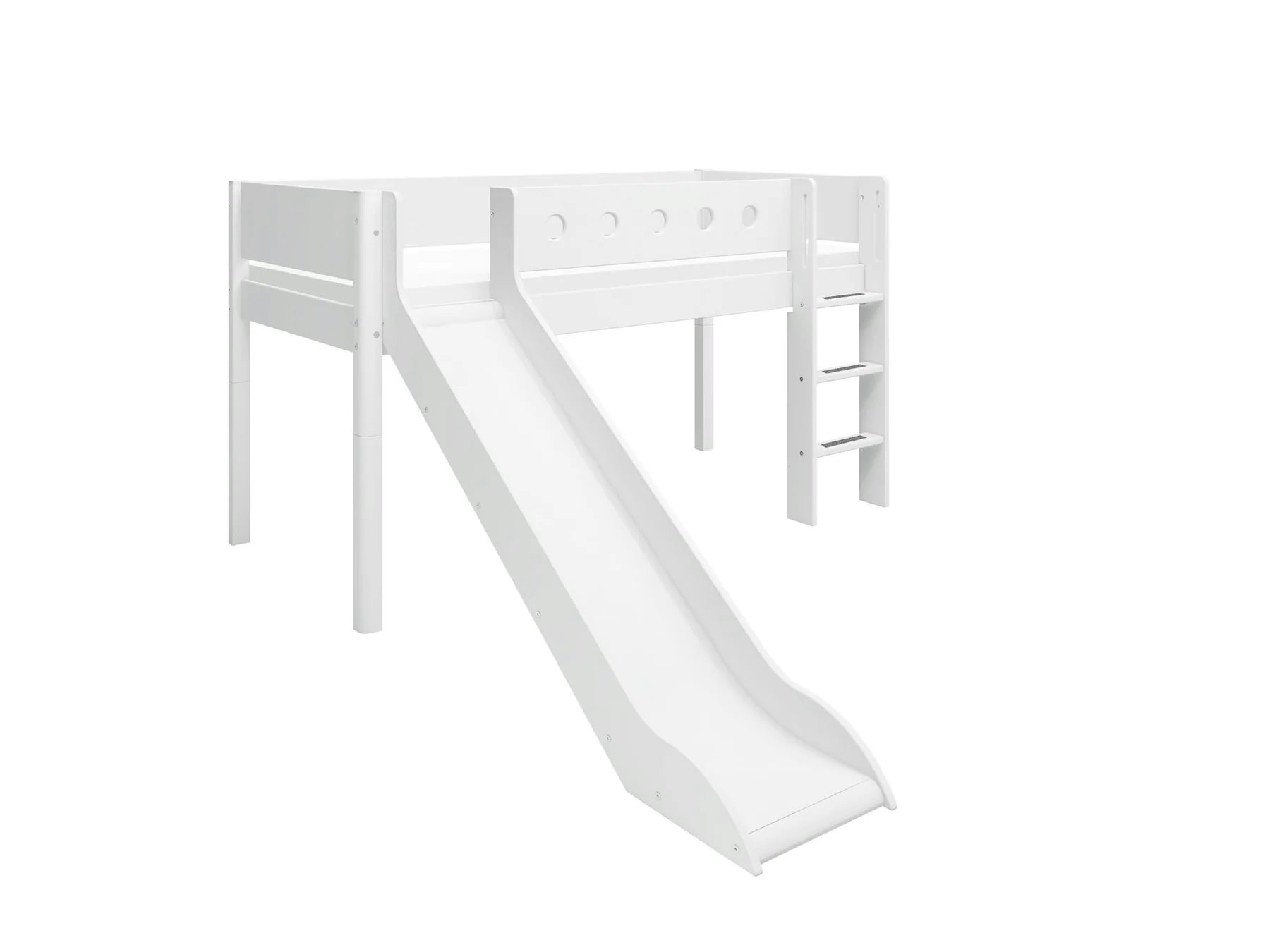 Flexa, low loft bed with slide 90x200 cm White 