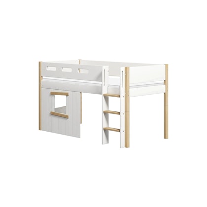 Flexa, low loft bed 90x200 cm Nor Treehouse, white/oak