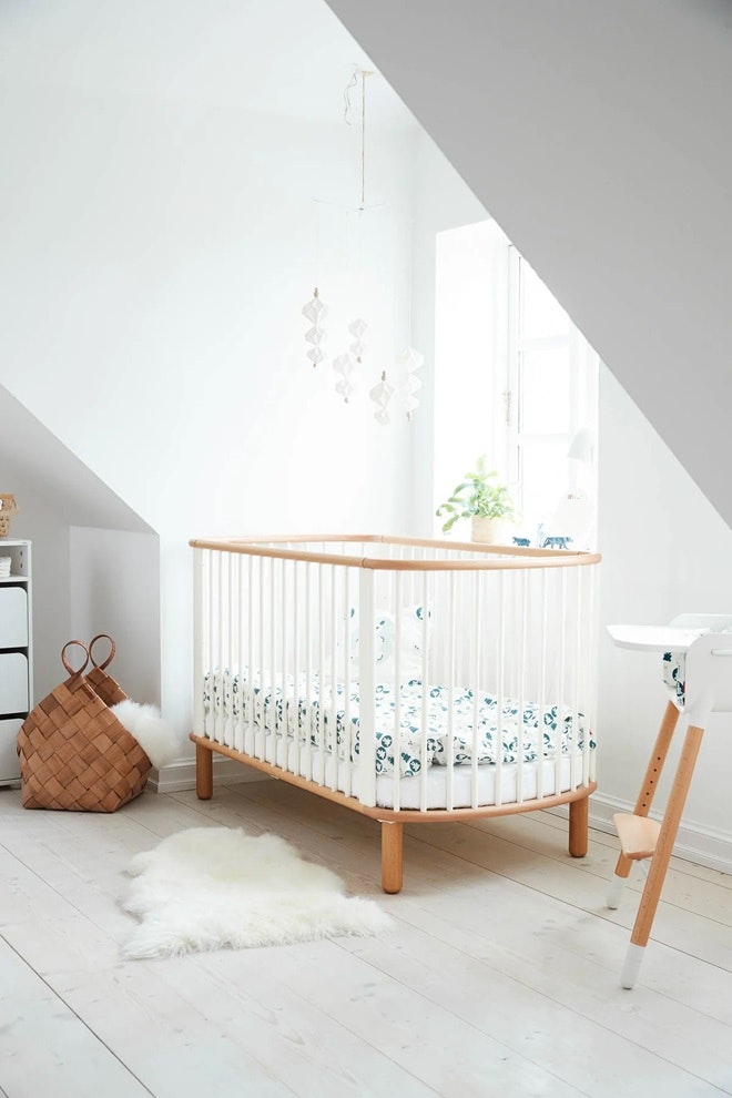 Flexa, spjälsäng barnsäng Baby 70x140, vit/natur 