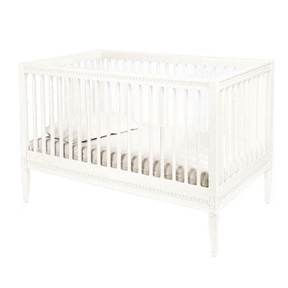 Antique cot with mattress for the children's room, white