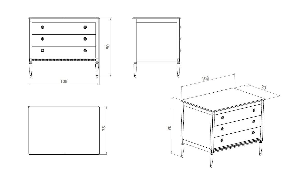 Antique dresser with three drawers for the children's room, green 