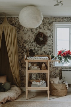 Antique changing table with changing bed for the children's room, natural