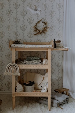 Antique changing table with changing bed for the children's room, natural