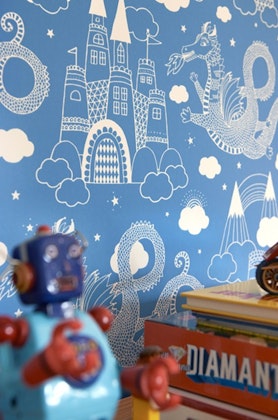Majvillan, wallpaper for the children's room Dragon Sky, dark blue