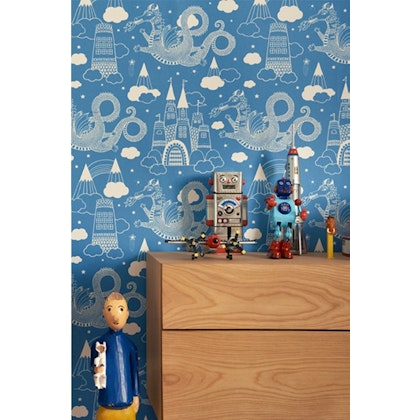 Majvillan, wallpaper for the children's room Dragon Sky, dark blue
