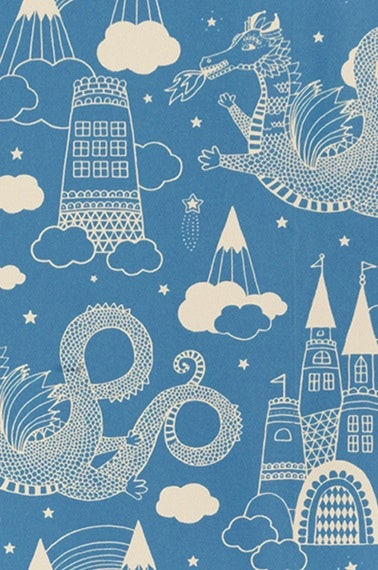 Majvillan, wallpaper for the children's room Dragon Sky, dark blue 