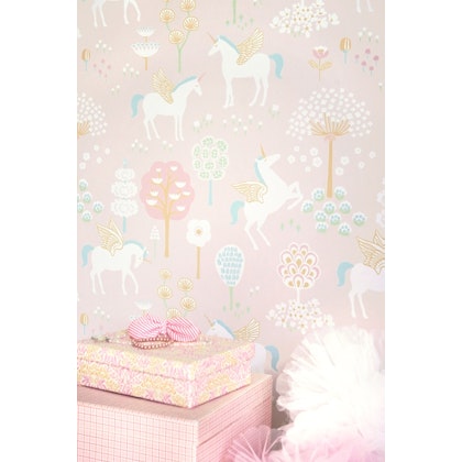 Majvillan, wallpaper for the children's room True unicorns, pink