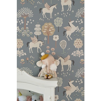 Majvillan, wallpaper for the children's room True unicorns, blue