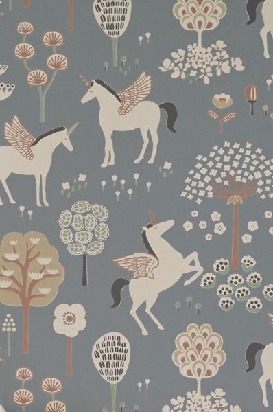 Majvillan, wallpaper for the children's room True unicorns, blue 