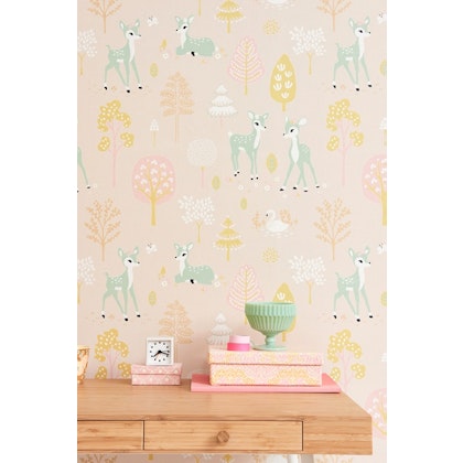 Majvillan, wallpaper for the children's room Golden woods, sweet pink