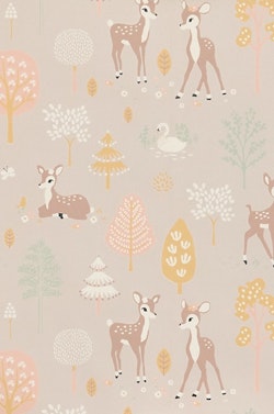 Majvillan, tapet till barnrummet Golden woods, dusty lilac