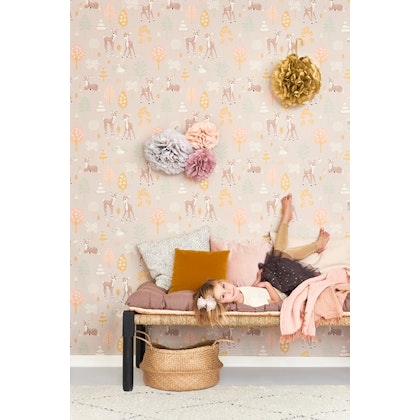 Majvillan, wallpaper for the children's room Golden woods, dusty lilac