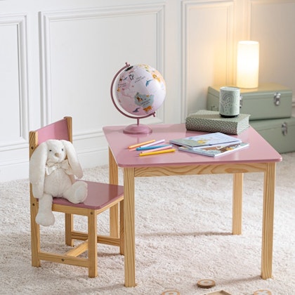 Wooden table for the children's room, antique rose/natural