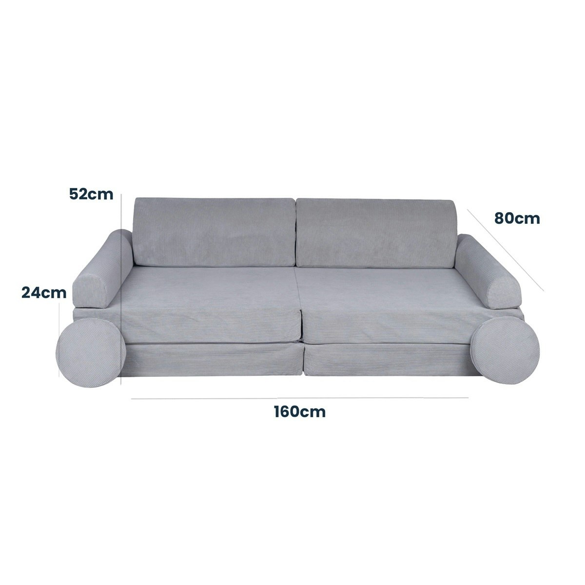 Meow, Buildable children's sofa armchair mattress premium, grey 