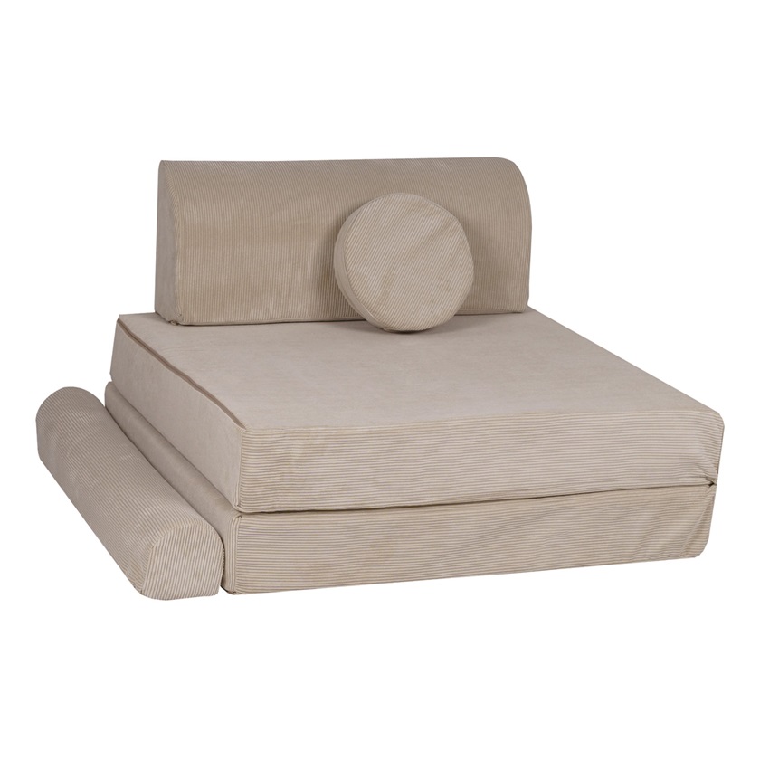 Meow, Buildable children's sofa armchair mattress premium, ecru 