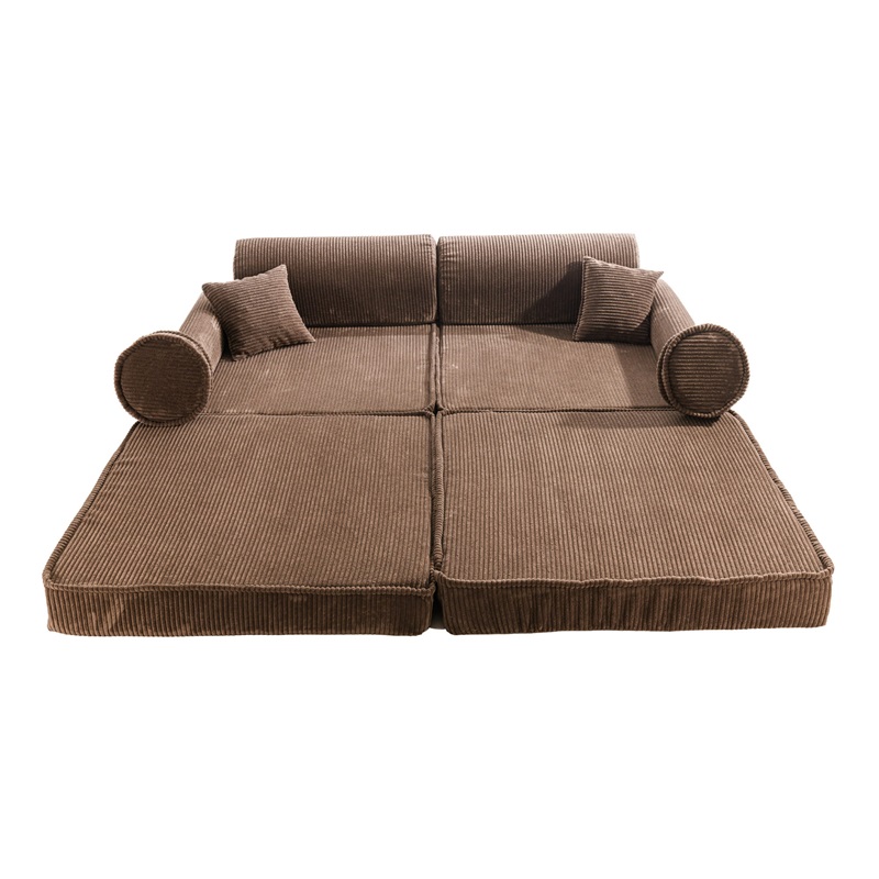 Meow, Buildable children's sofa furniture set premium corduroy, brown 