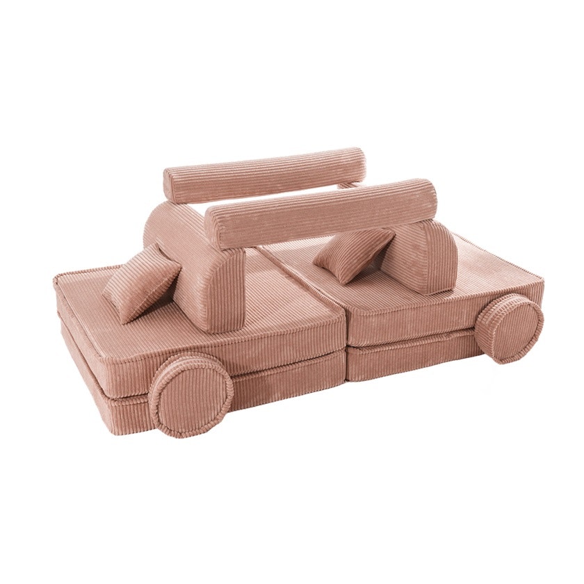 Meow, Buildable children's sofa furniture set premium corduroy, powder pink 