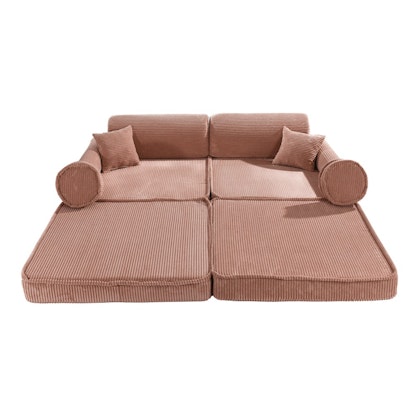 Meow, Buildable children's sofa furniture set premium corduroy, powder pink
