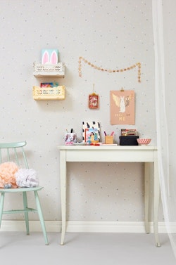 Majvillan, wallpaper for the children's room Stardust, soft grey